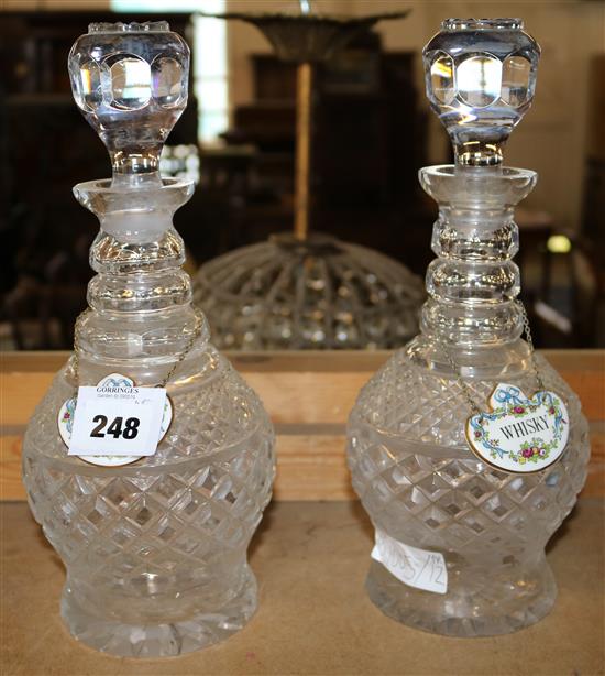 Pair of cut glass decanters(-)